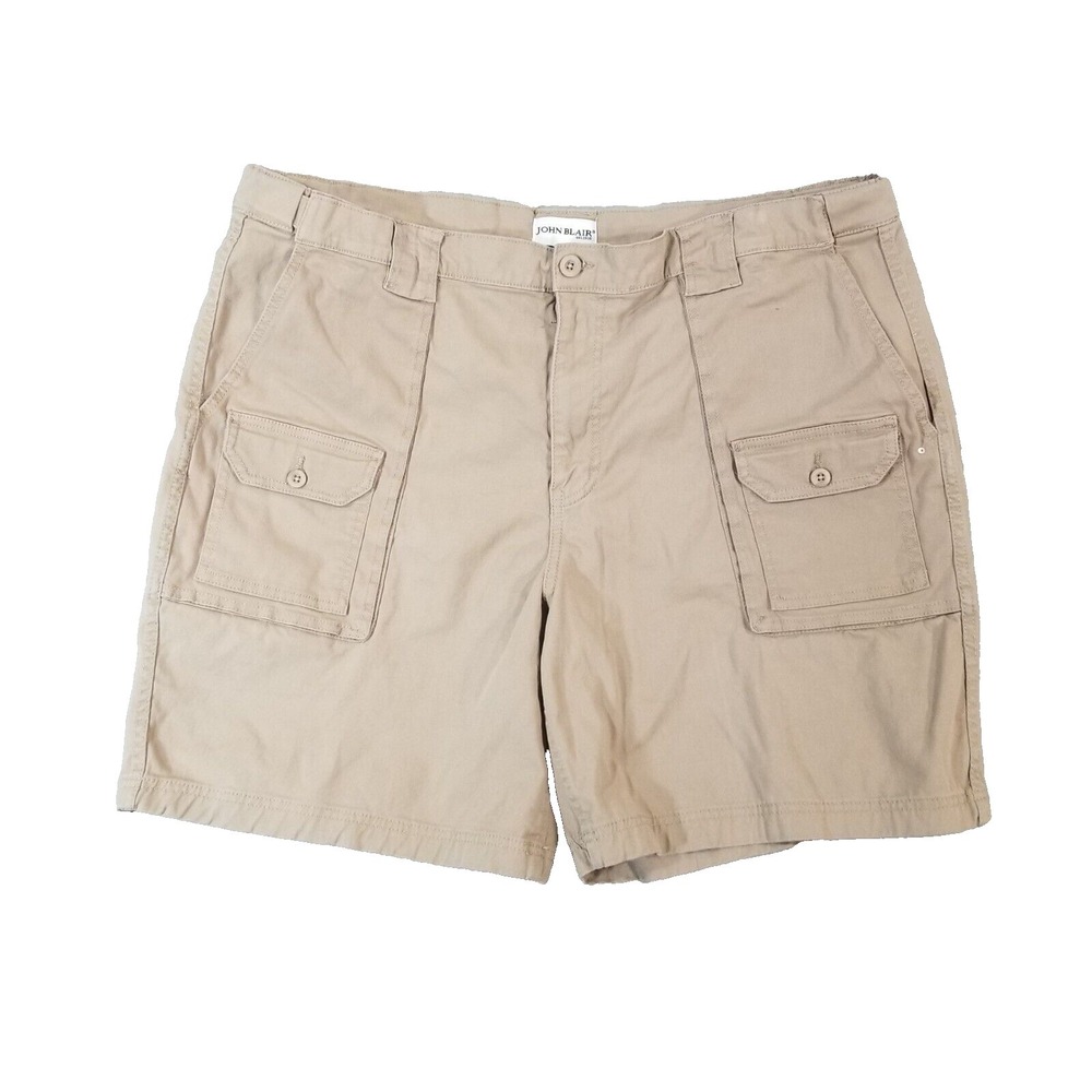 John Blair cargo hiking shorts men's 44x8 beige comfort waist stretch outdoor